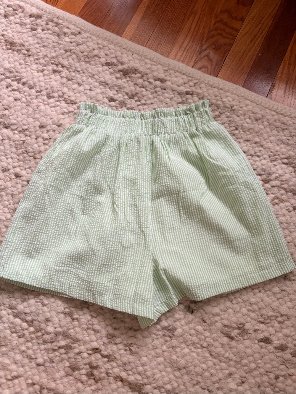 HYFVE Light Green Seersucker High Waist Shorts